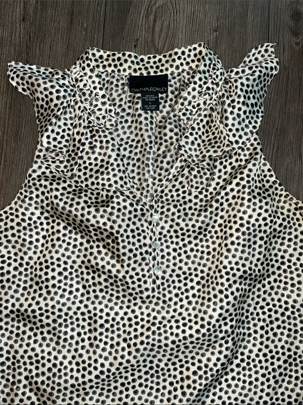 CYNTHIA ROWLEY Polka Dot Ruffle Sleeve Cami